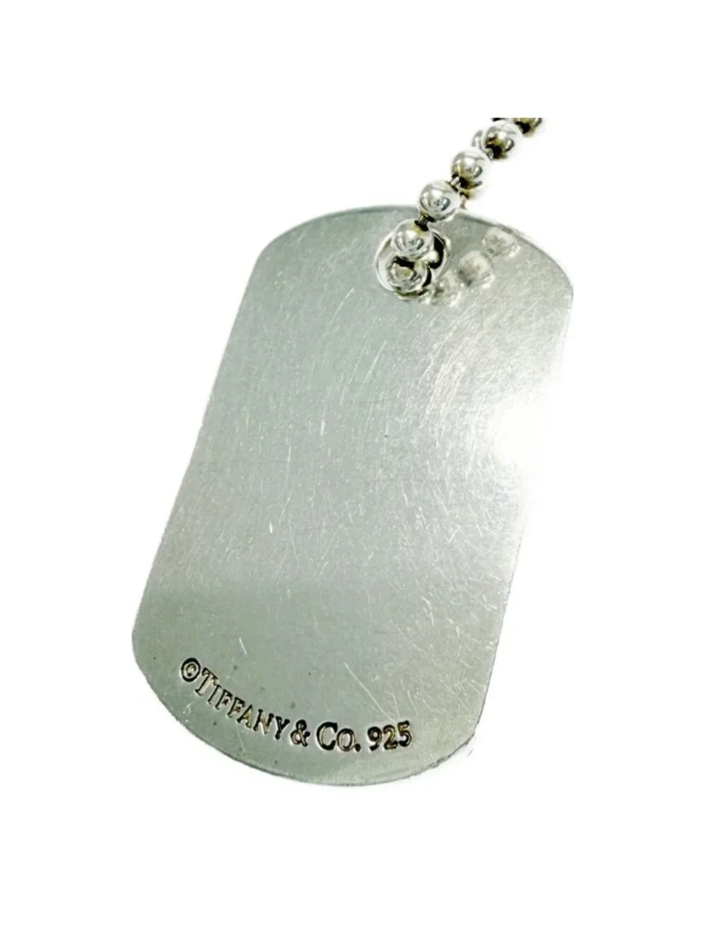 Tiffany & Co Silver 1837 Dog Tag Ball Chain Necklace